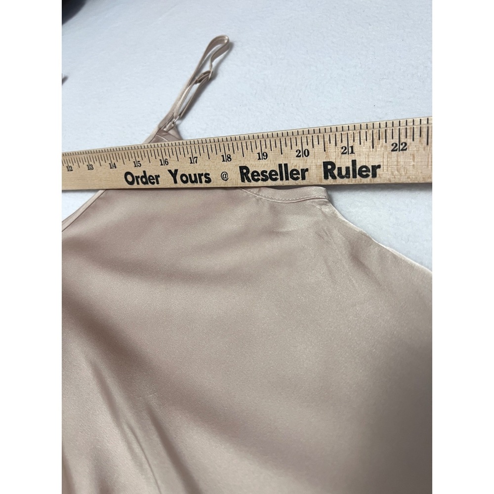Silk & Salt Go with the Flow Maxi Slip Dress Women OS Beige Satin Trapeze Flowy - Picture 7 of 11